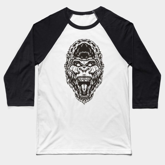 Kong face Baseball T-Shirt by Shankara